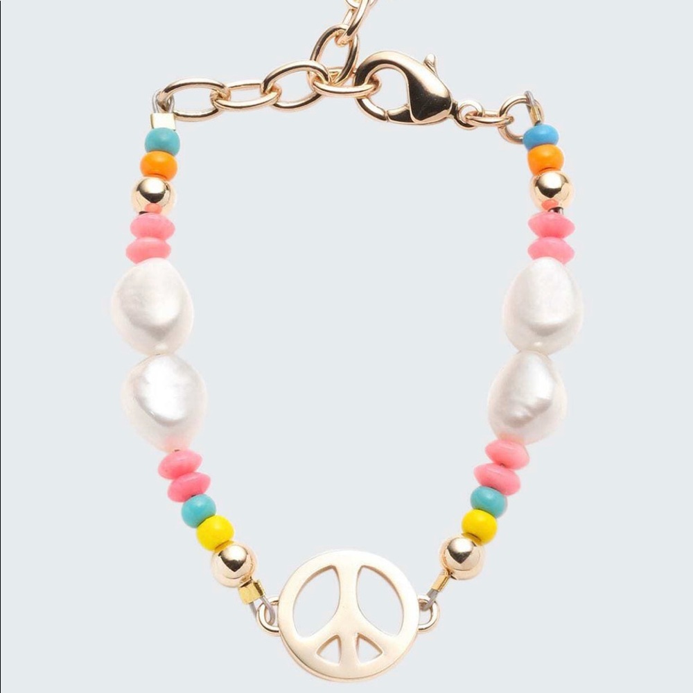 DANNIJO Garcia Peace Goldplated Pearl Beaded Bracelet NWT - Picture 3 of 12